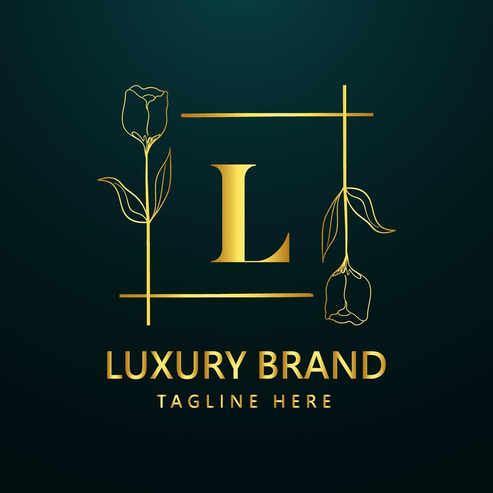 Premium letter L logo icon design. Luxury jewelry frame gem edge logotype. Beauty, Fashion, Spa icon, Floral logo design vector