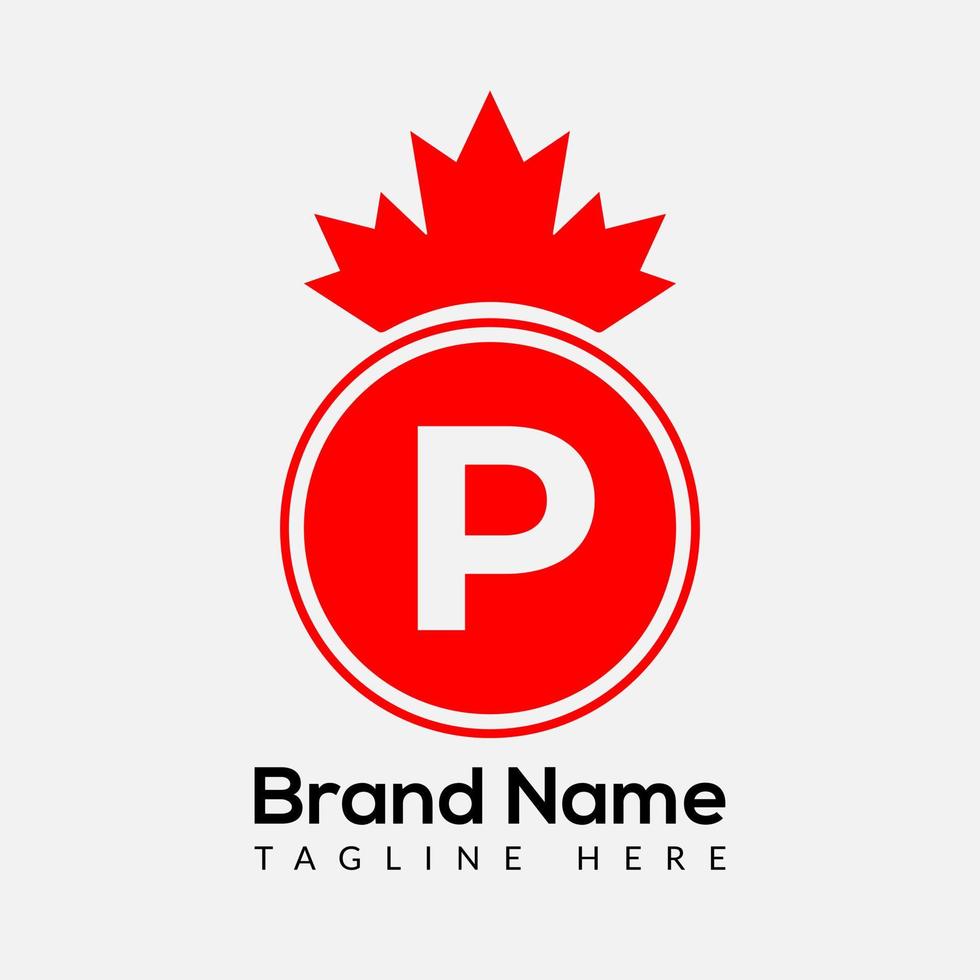 Maple Leaf On Letter P Logo Design Template. Canadian Business Logo, business, and company identity vector