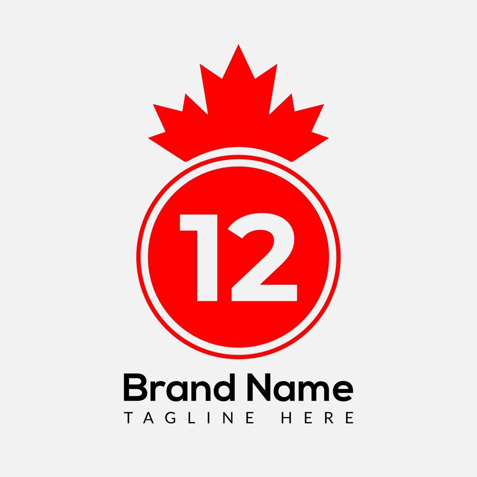 Maple Leaf On Letter 12 Logo Design Template. Canadian Business Logo, business, and company identity vector