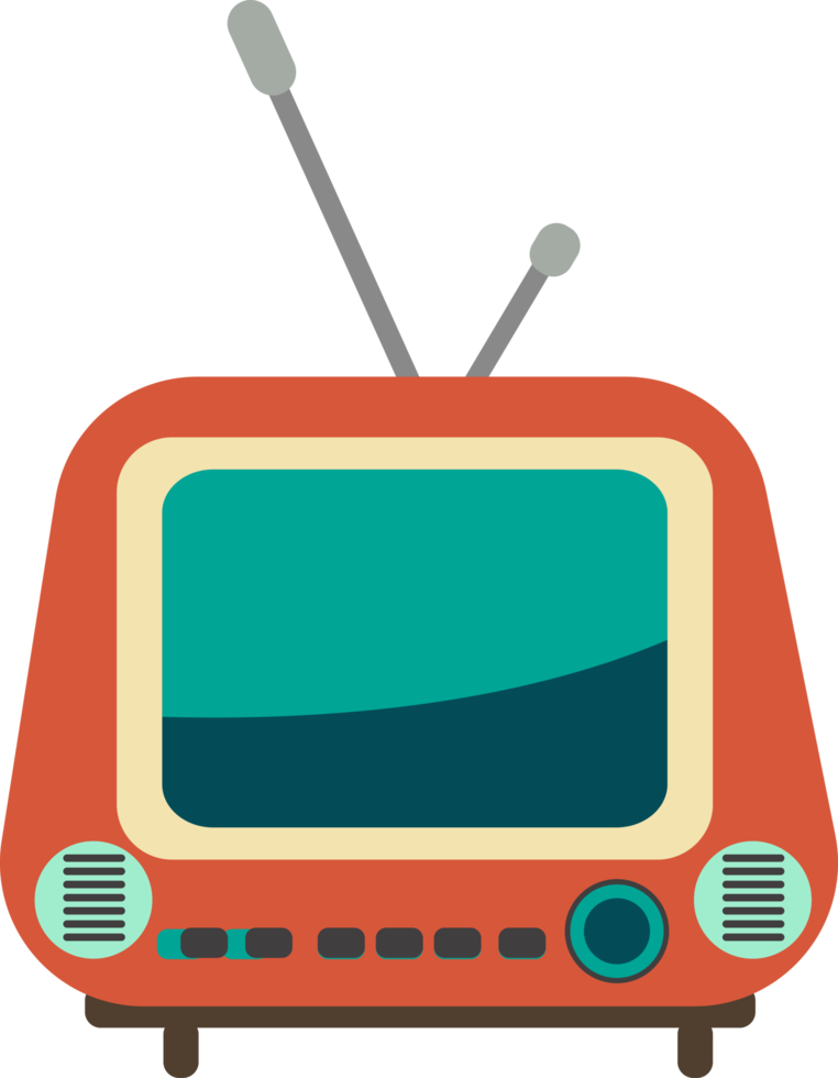 unique classic old tv illustration with antenna png