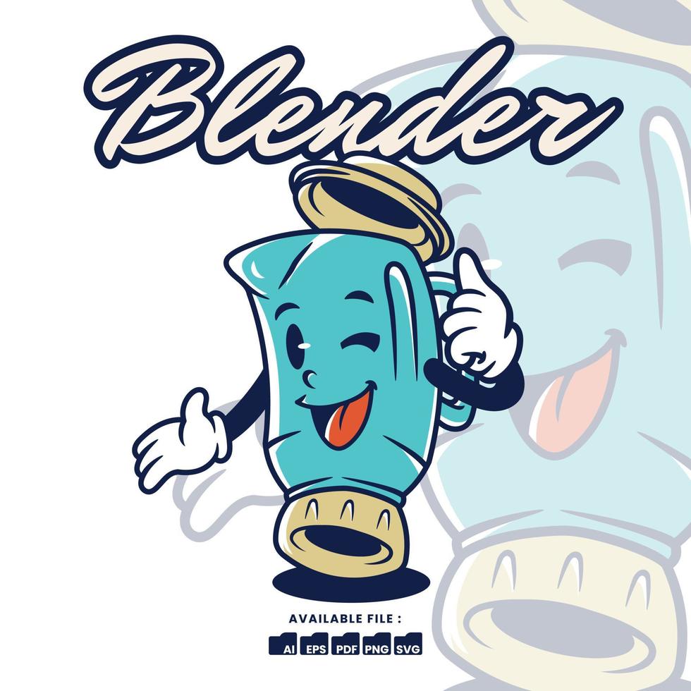 vector Clásico retro mascota personaje logo un licuadora