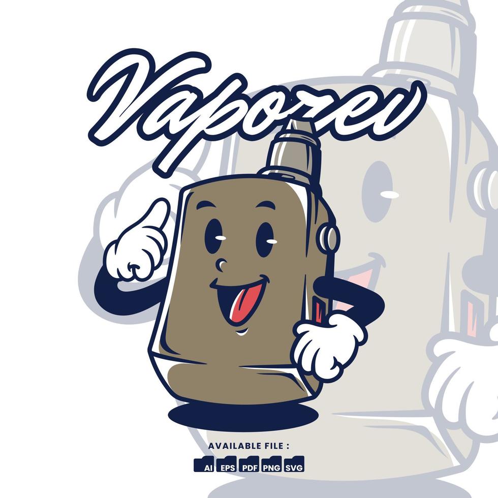 vector Clásico retro mascota personaje logo un vape