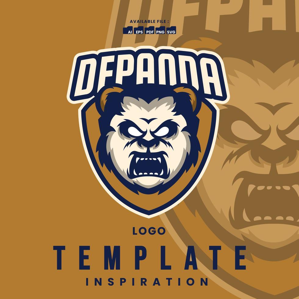 Vector emblem, logo template with monkey Panda head. design element for esport