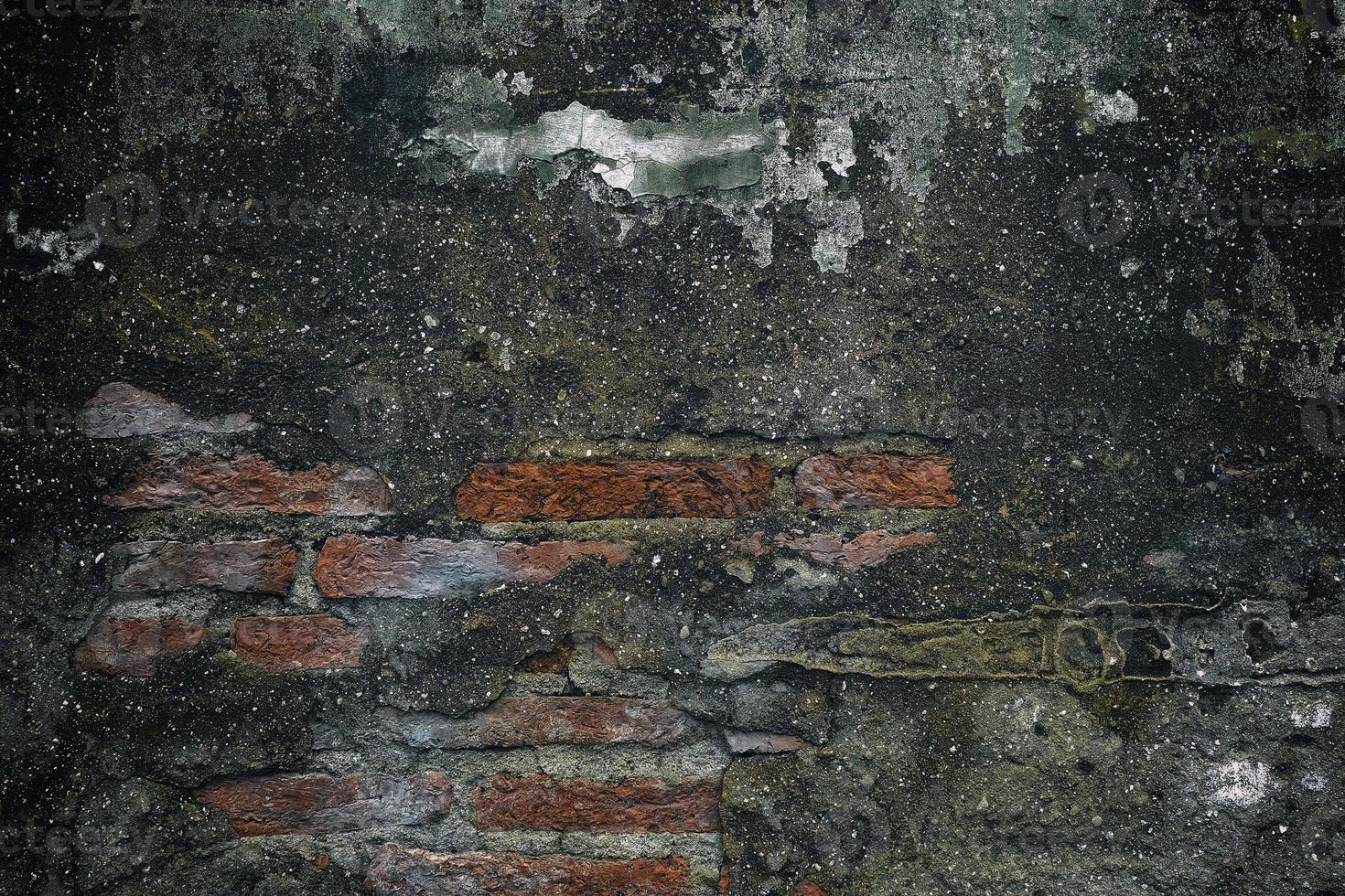 antiguo roto ladrillo pared textura antecedentes. foto