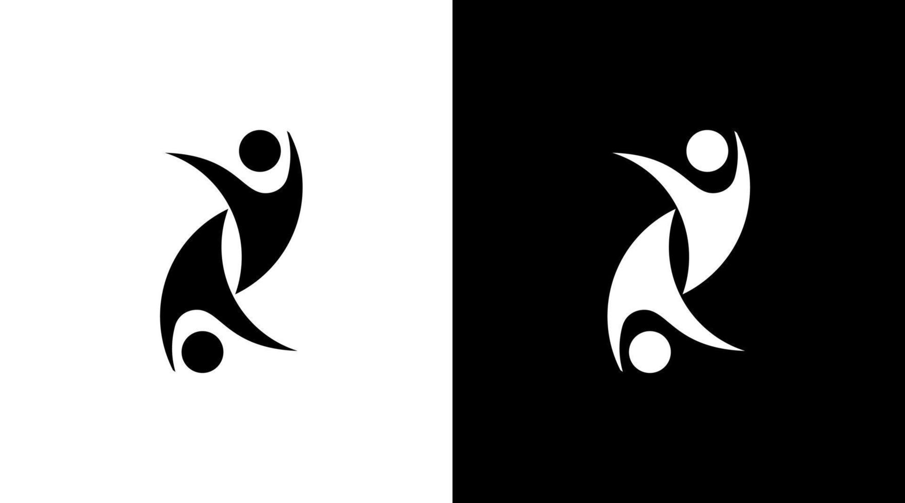 community logo two people unity black and white icon illustration style Designs templates vector