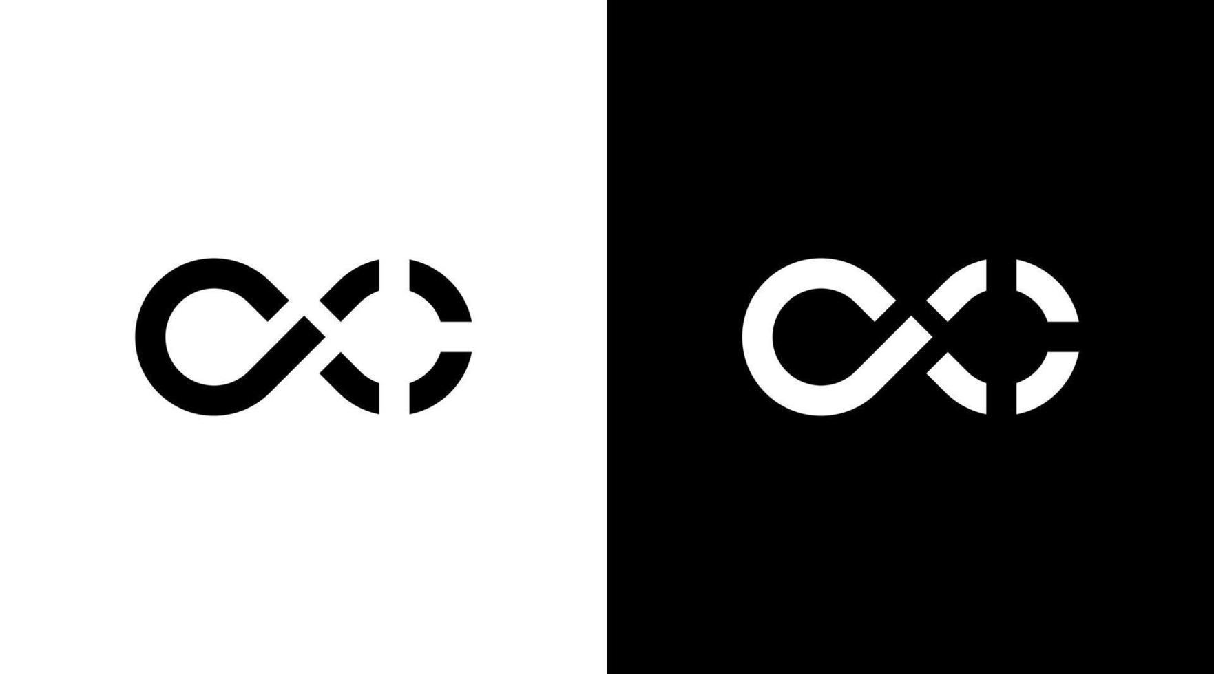 infinito lazo logo vector monograma negro y blanco icono ilustración estilo diseños plantillas