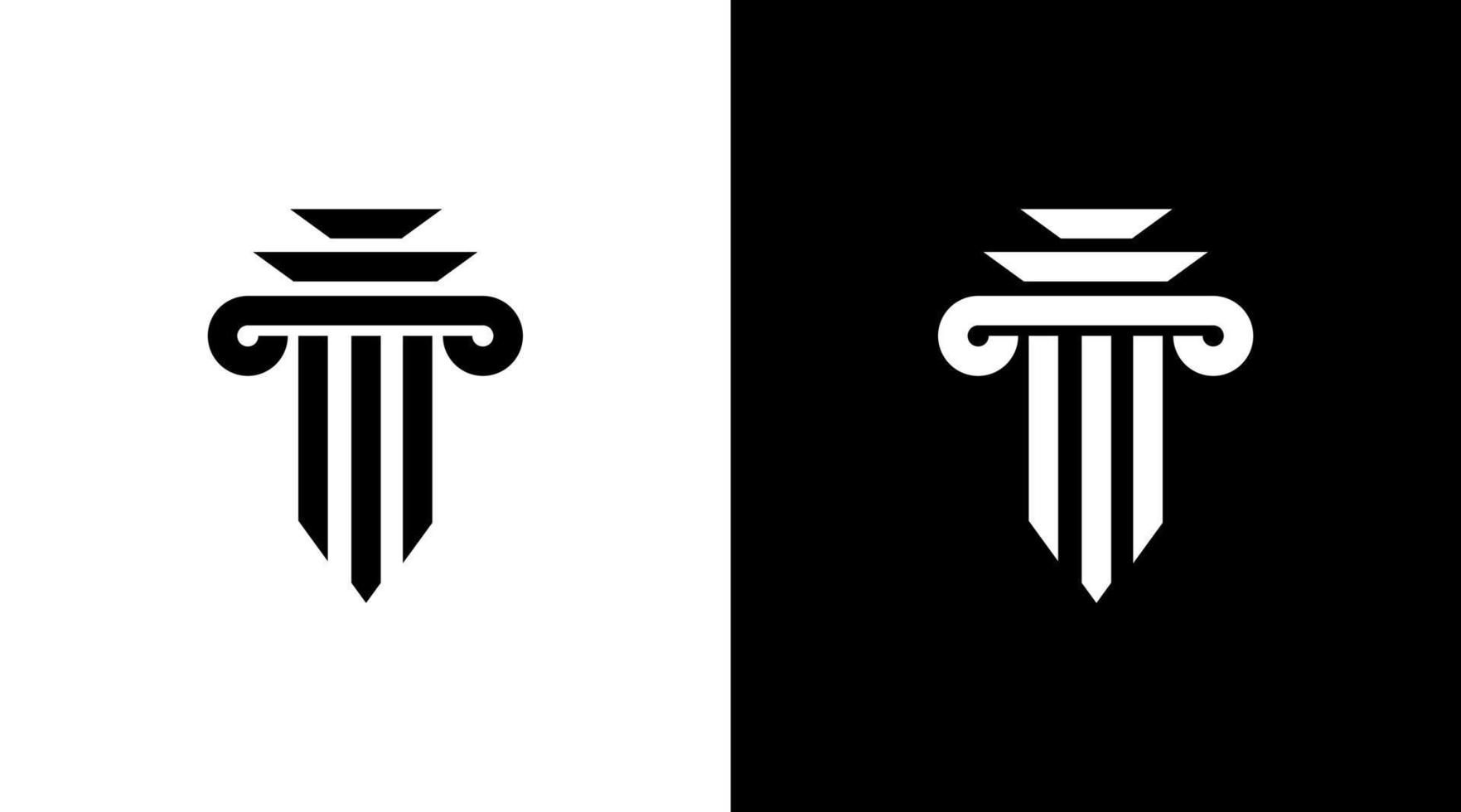 pilar columna logo arquitectura lujo monograma negro icono ilustración vector diseños plantillas