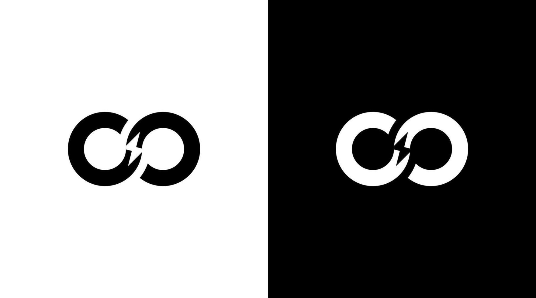 infinito logo energía relámpago monograma negro y blanco icono ilustración vector diseños plantillas