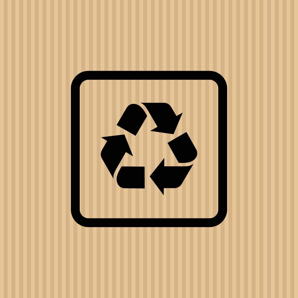 Recycled simple flat icon vector illustration with cardboard texture background