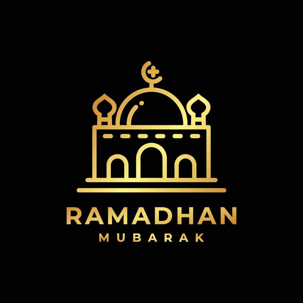 logotipo de Ramadán. ilustración de vector de diseño de logotipo de oro de mezquita