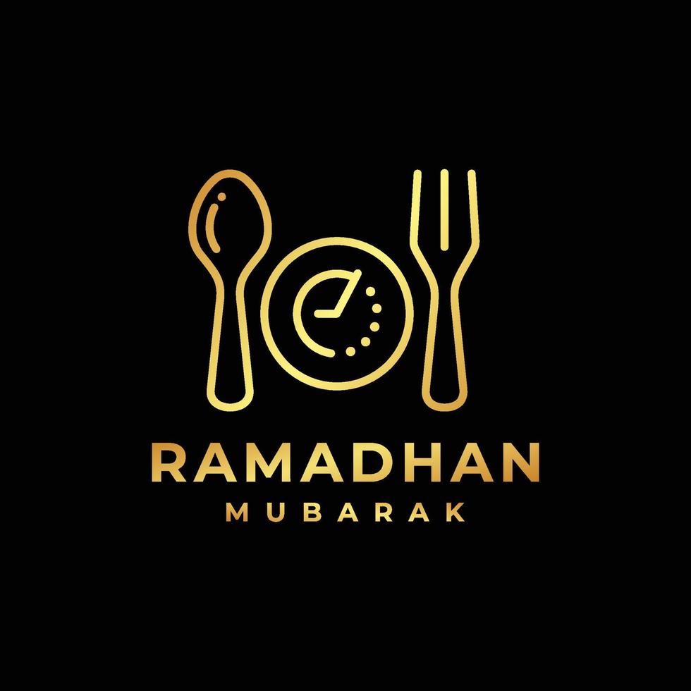 Ramadan fasting golden logo design vector illustration. Fasting logo vector