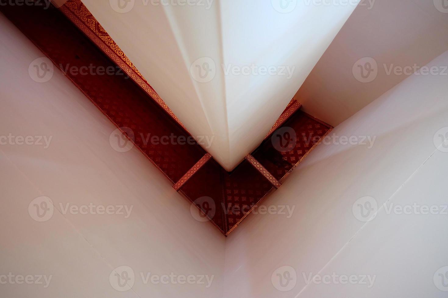 Roof of Ancient Buddhist Church in the Bottom View. photo