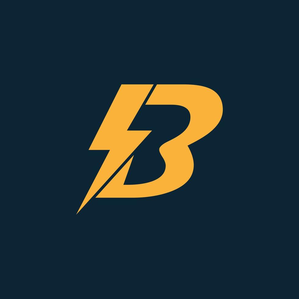 B Letter Logo With Lightning Thunder Bolt Vector Design. Electric Bolt Letter B Logo Vector Illustration.