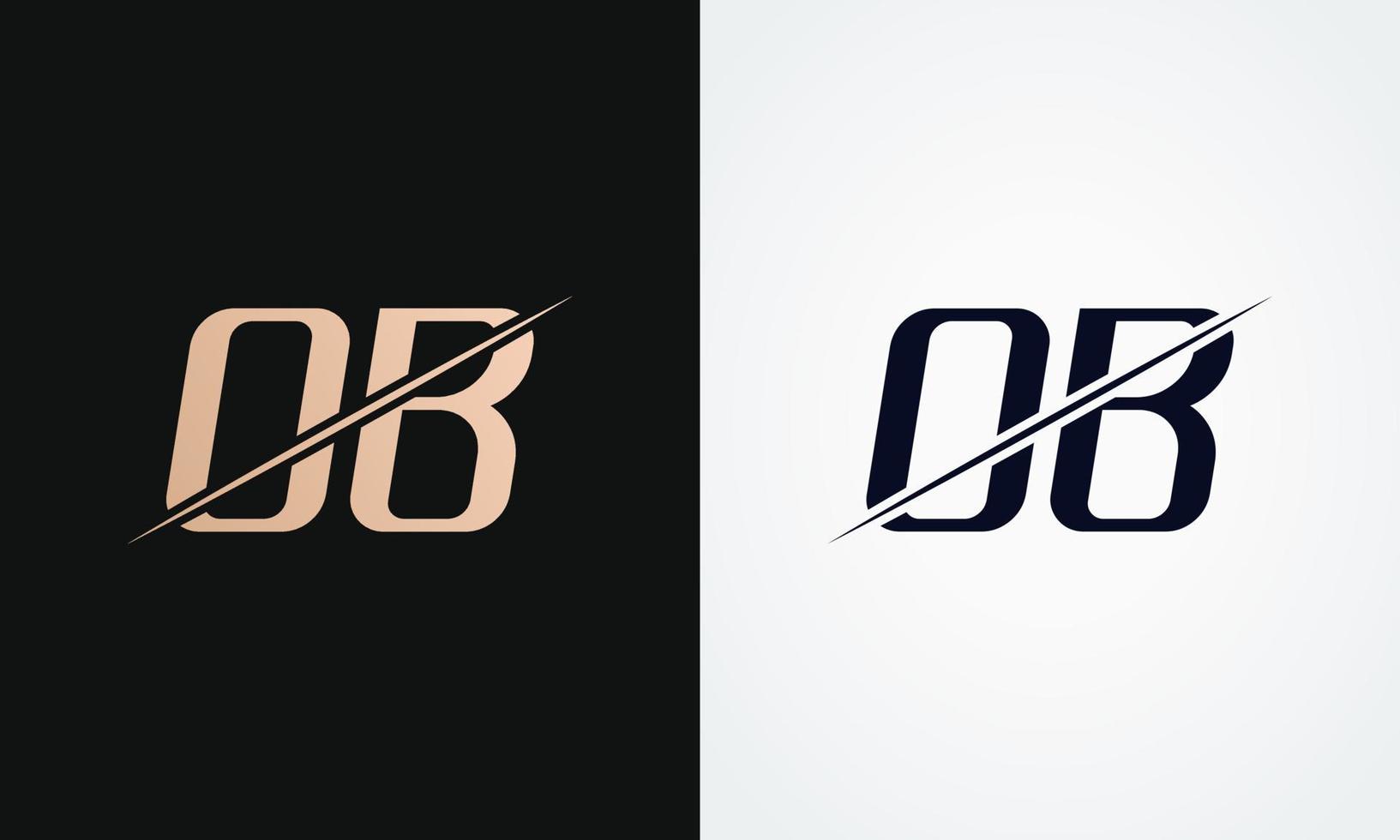 Ob Letter Logo Design Vector Template. Gold And Black Letter Ob Logo Design