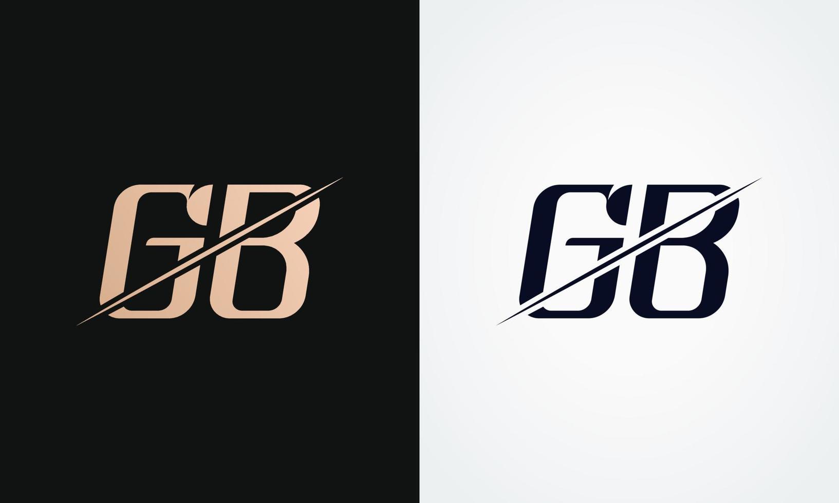 Gb Letter Logo Design Vector Template. Gold And Black Letter Gb Logo Design