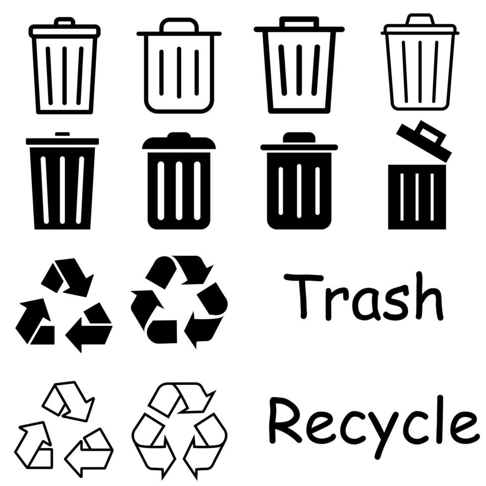 basura icono vector colocar. reciclar ilustración firmar recopilación. verde símbolo.