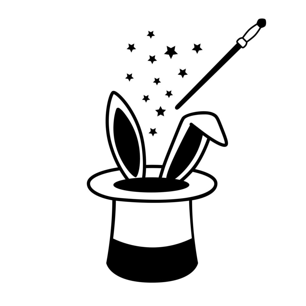 Magic Hat icon vector set. Wand and Rabbit illustration sign collection. magician symbol or logo.