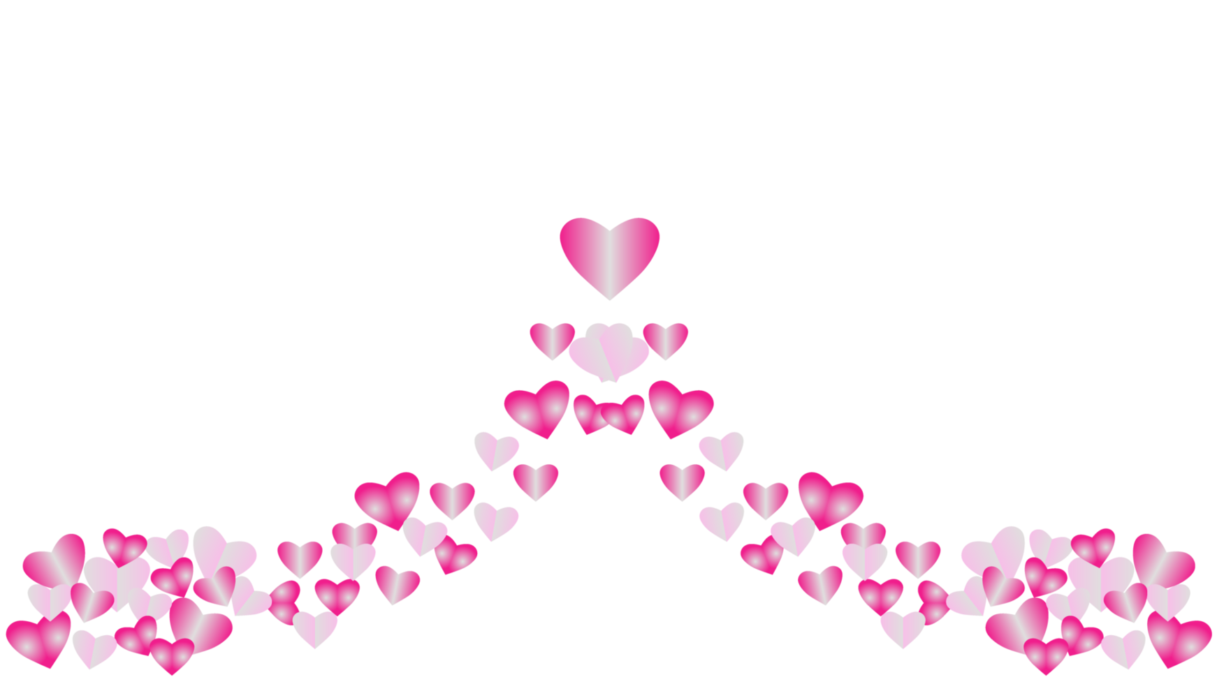 Shining gradation pink heart and pink heart illustration, flying isolated on transparent background. Decoration for Valentine design or media animation png