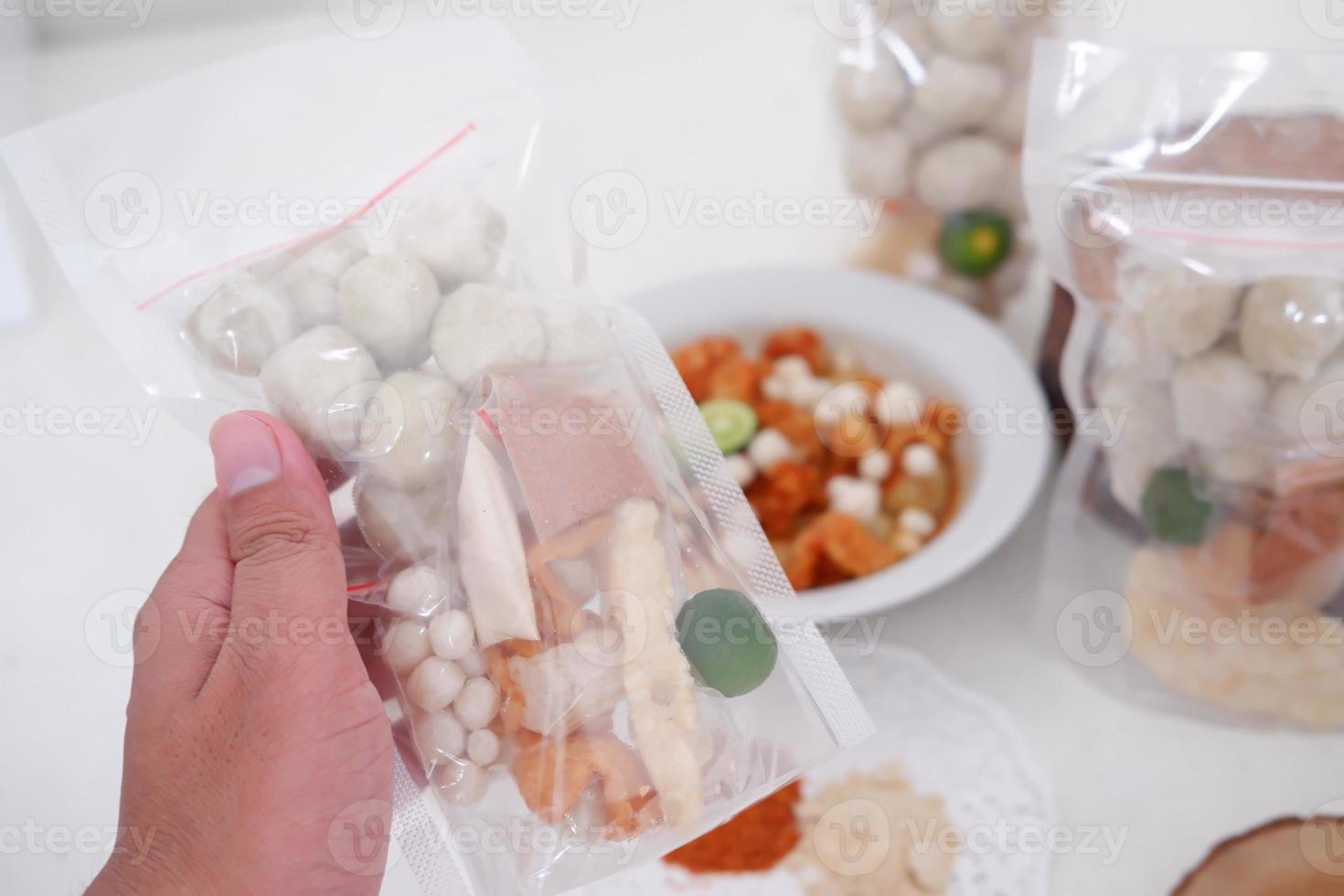 Meatballs with Peanut Crackers as a Background photo