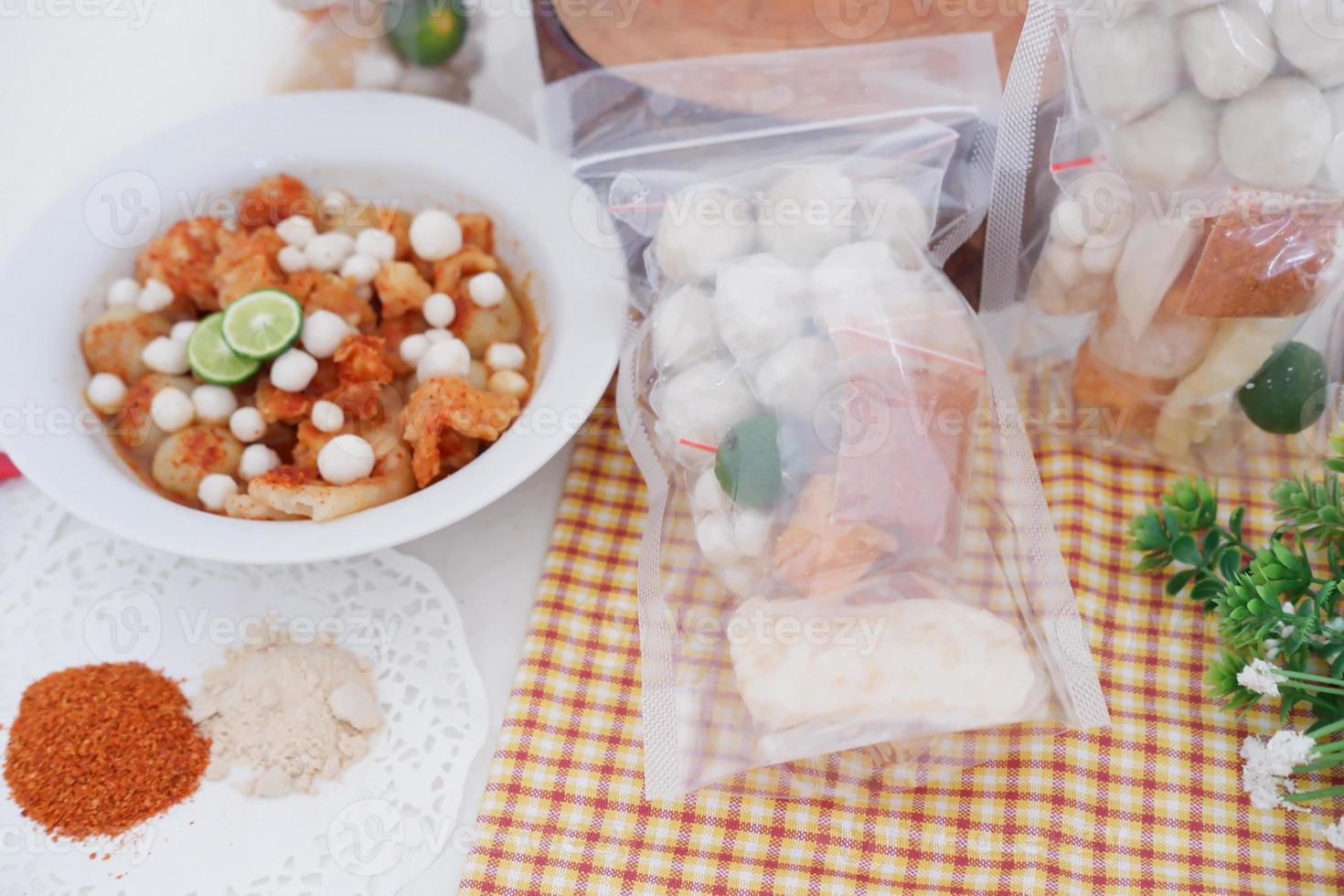 Meatballs with Peanut Crackers as a Background photo