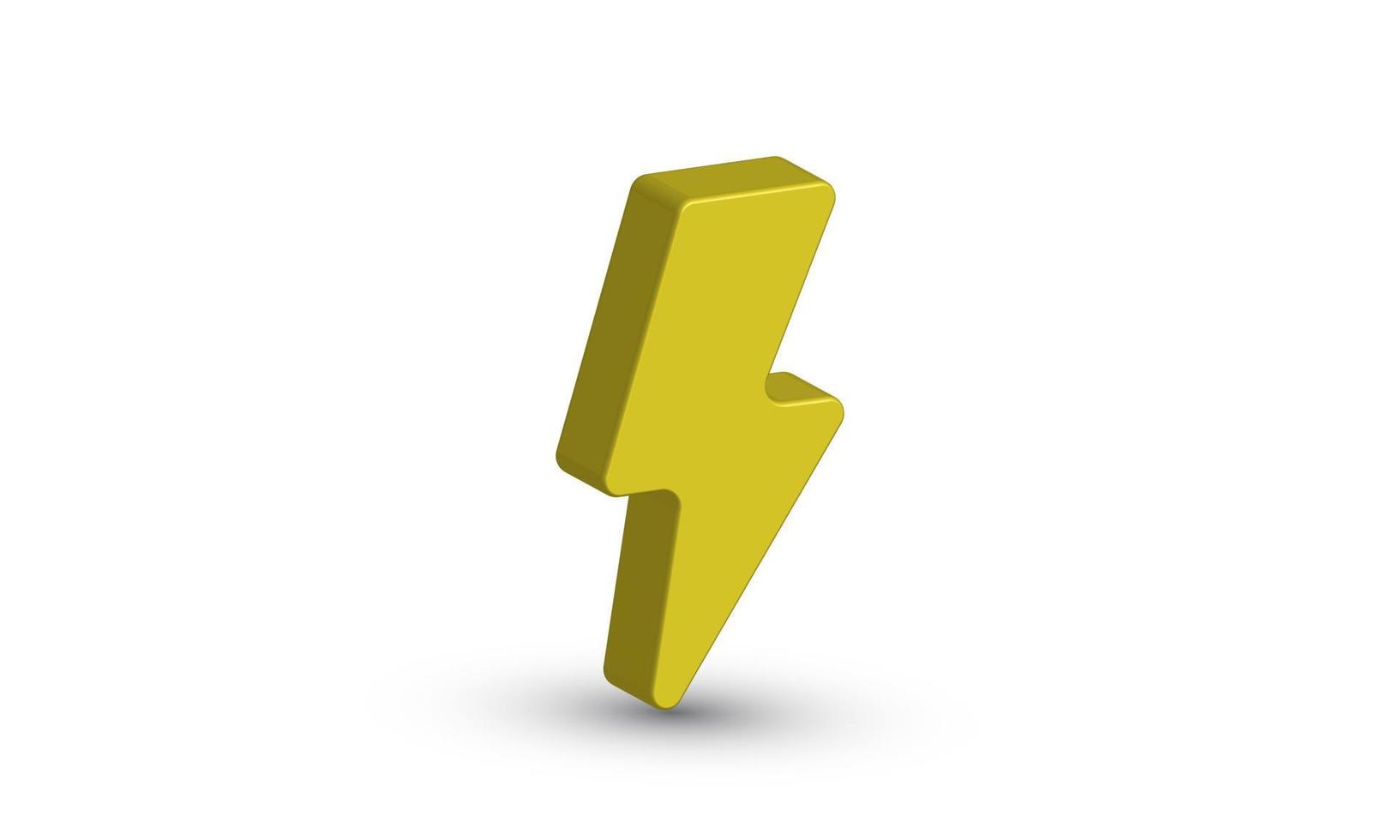 illustration realistic yellow bolt lighting vector symbol icon 3d creative isolated on background