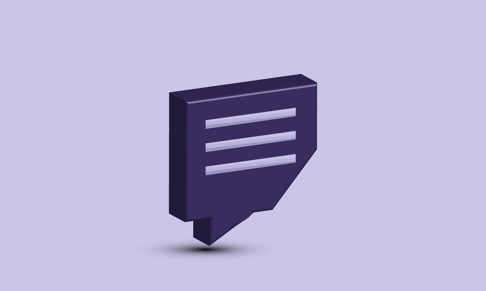 illustration realistic modern chat message purple symbol icon 3d creative isolated on background vector