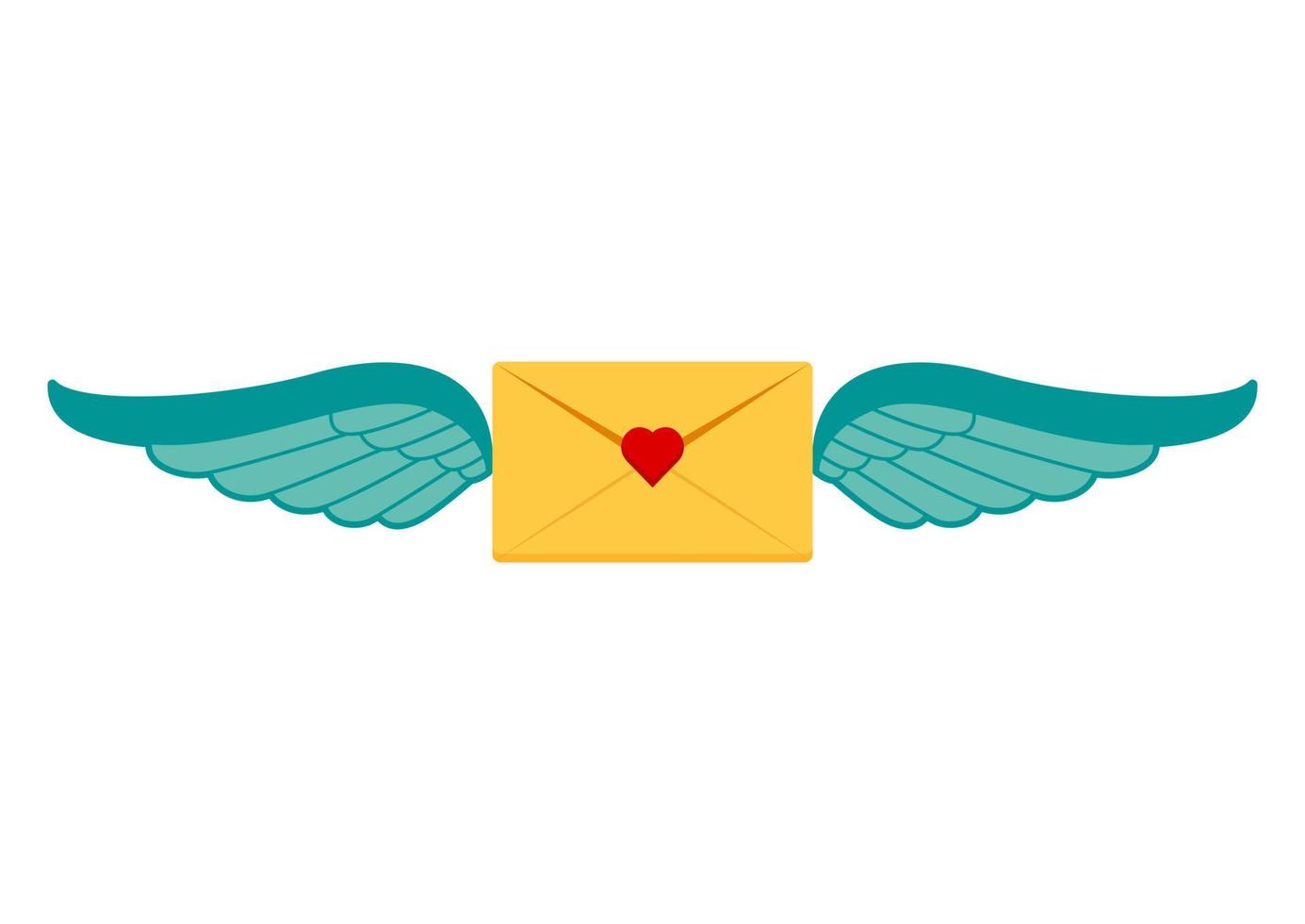 Flying Wings Envelope Vector Flat Design Isolated On White Background