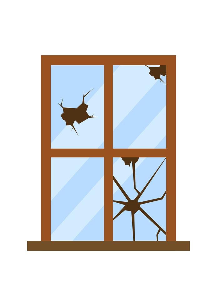Broken window clipart vector flat design