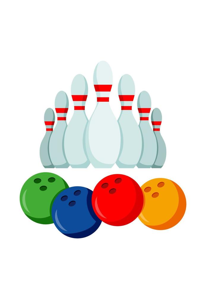 Colorful Bowling Clipart Vector Flat Design Isolated On White Background