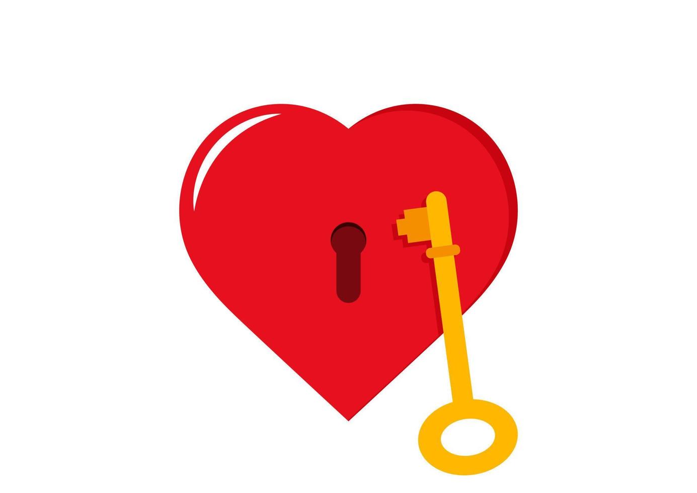 Heart padlock with key on white background vector icon