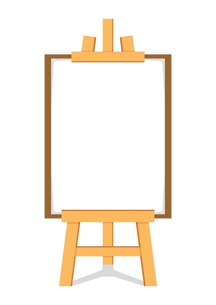 Painting wooden easel clipart isolated on white background. Vector wood easel with canvas