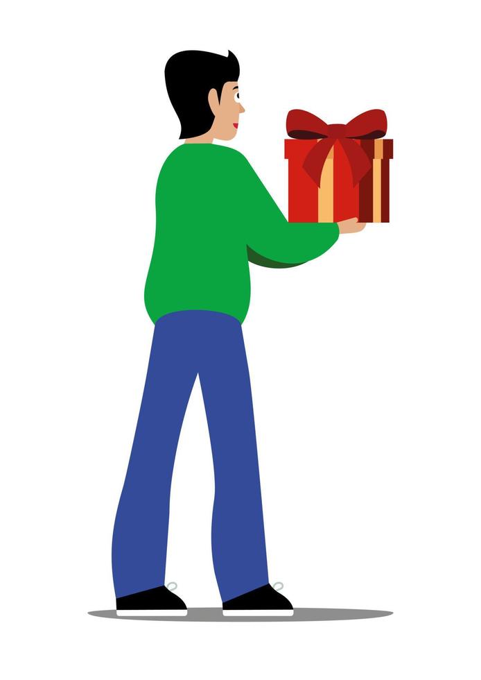 Man with a gift on flat style vector. Valentine's Day Gift vector