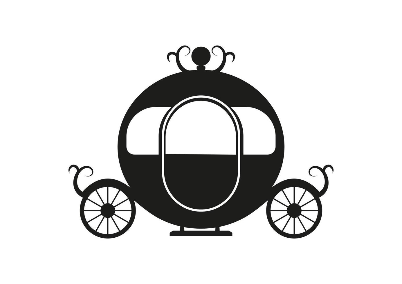 Black And White Princess Carriage Vector Clipart On White Background