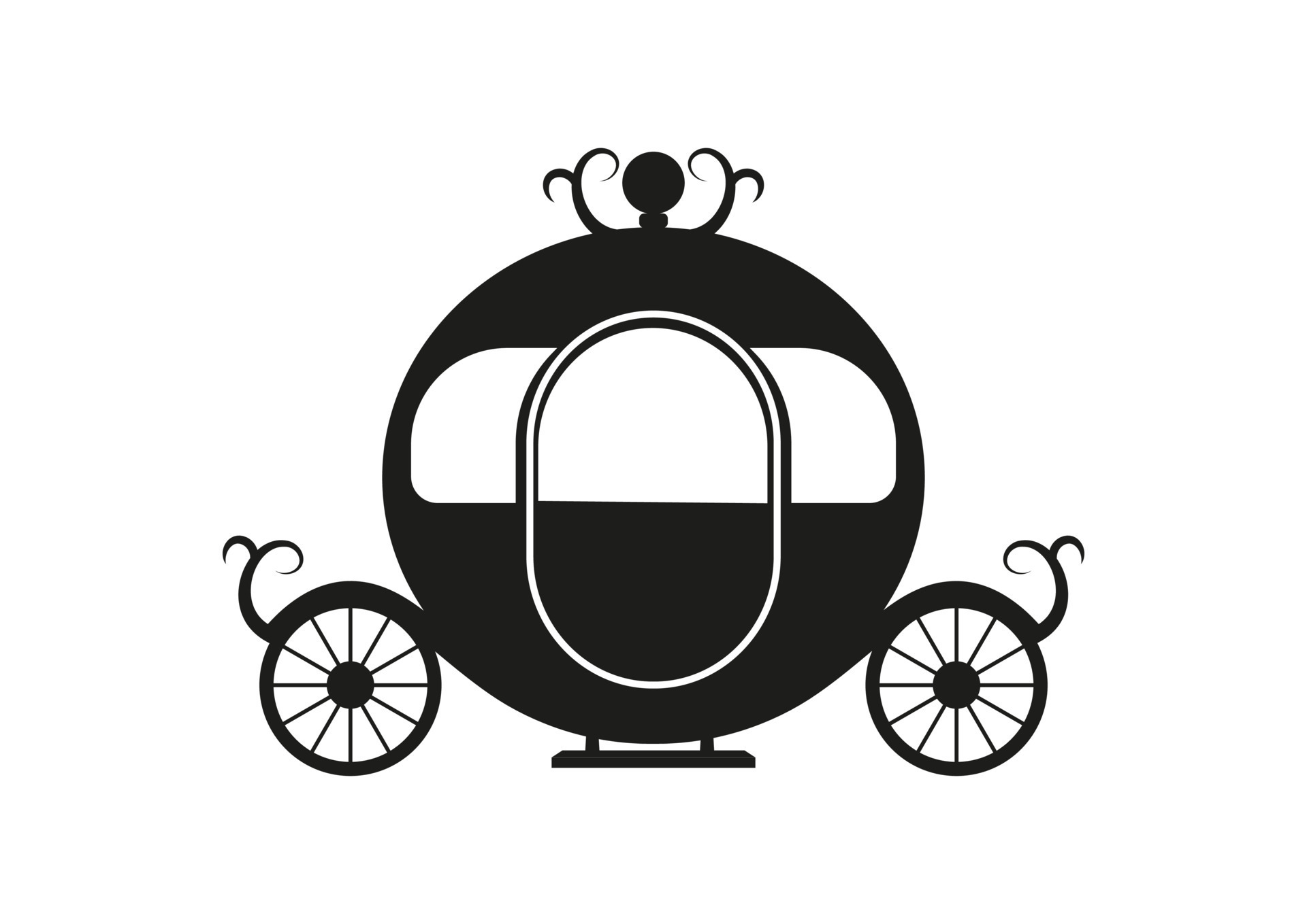 Black And White Princess Carriage Vector Clipart On White Background