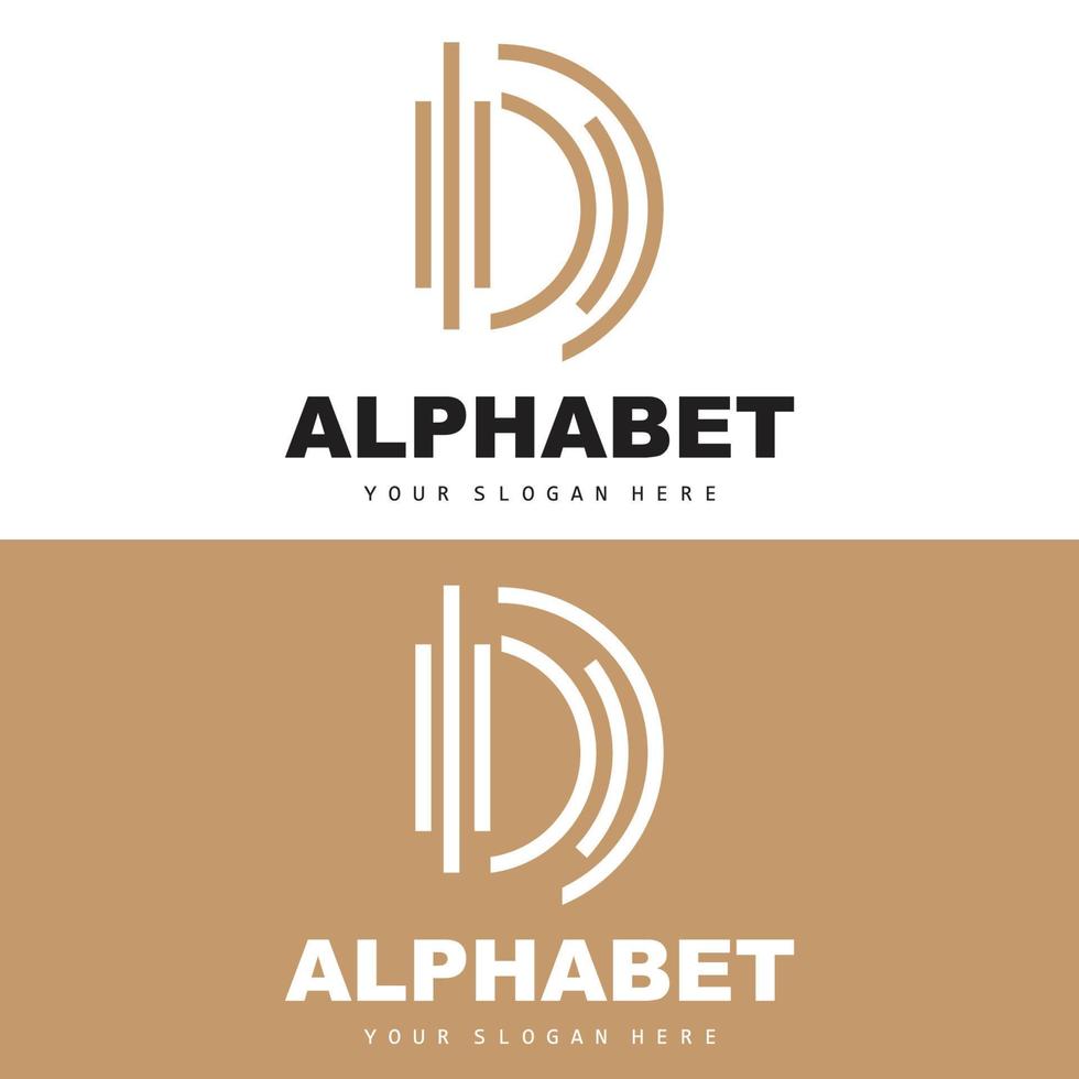 D Letter Logo, Simple Alphabet Design, Modern Minimalist Font Vector