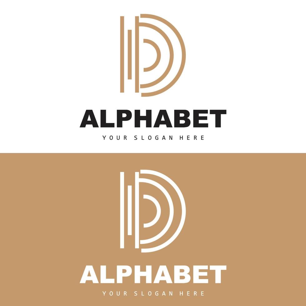 D Letter Logo, Simple Alphabet Design, Modern Minimalist Font Vector