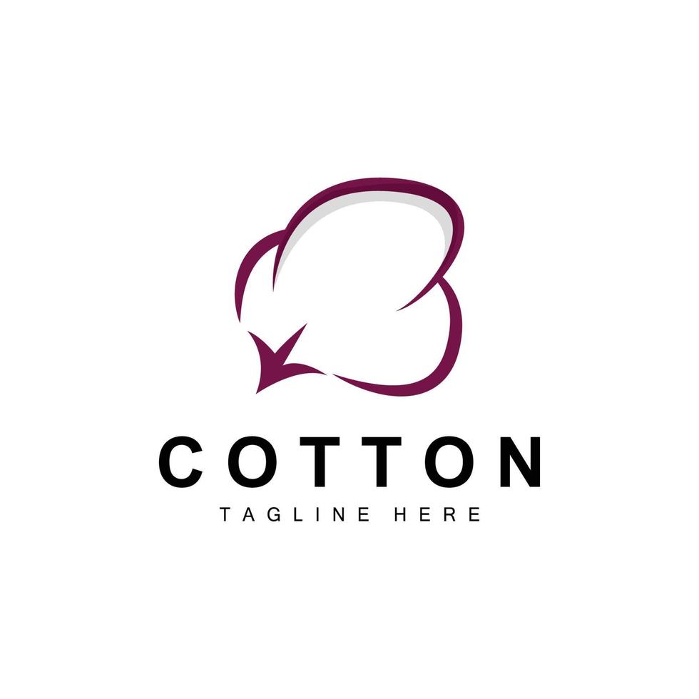 Cotton Logo, Soft Cotton Flower Design Vector Natural Organic Plants Apparel Materials And Beauty Textiles