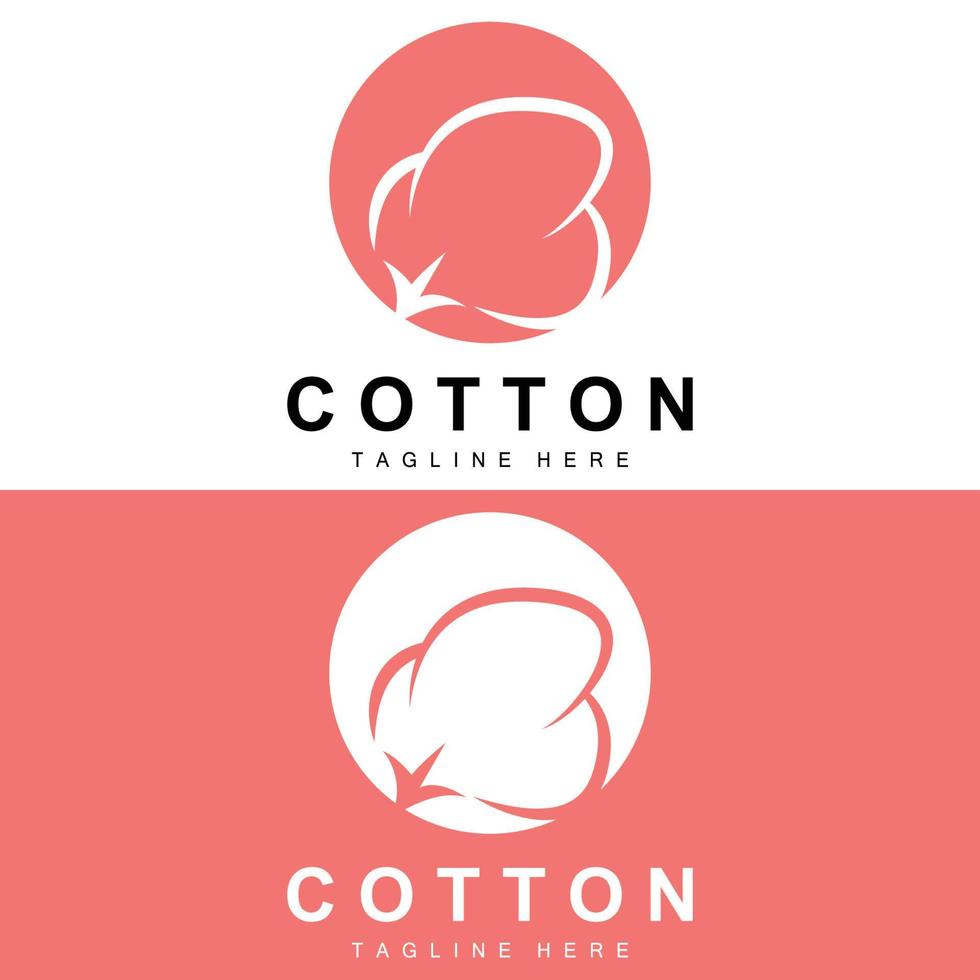 algodón logo, suave algodón flor diseño vector natural orgánico plantas vestir materiales y belleza textiles