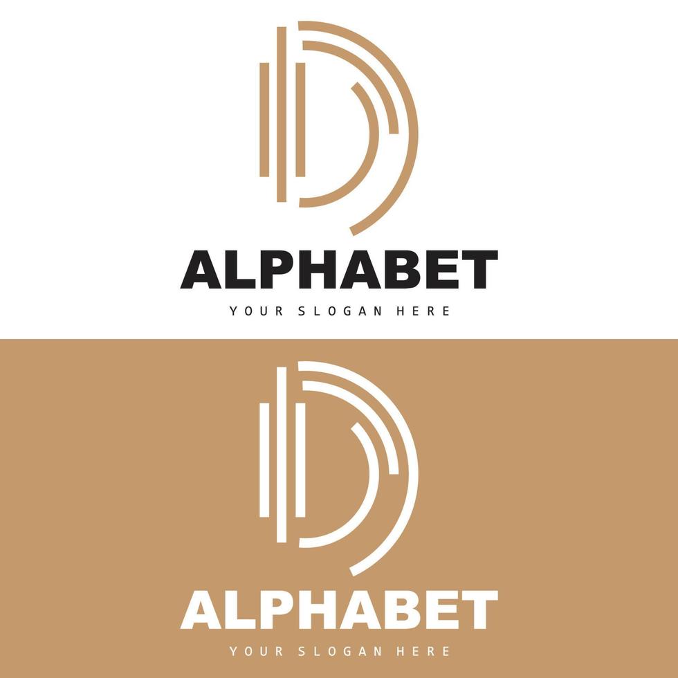 D Letter Logo, Simple Alphabet Design, Modern Minimalist Font Vector