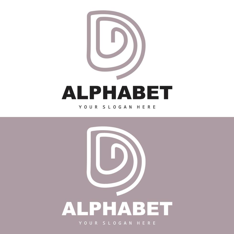 D Letter Logo, Simple Alphabet Design, Modern Minimalist Font Vector