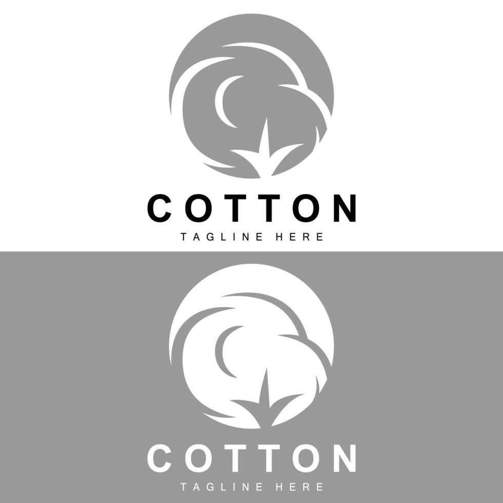 Cotton Logo, Soft Cotton Flower Design Vector Natural Organic Plants Apparel Materials And Beauty Textiles