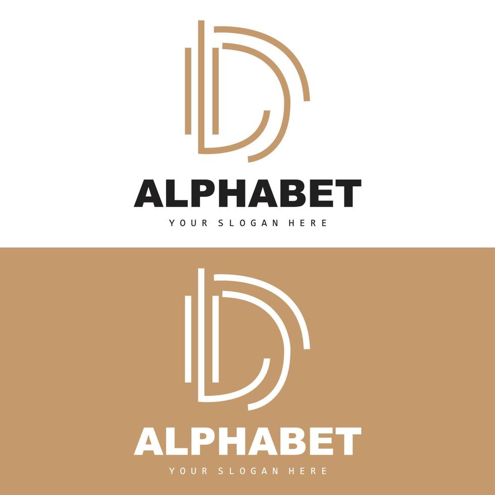 D Letter Logo, Simple Alphabet Design, Modern Minimalist Font Vector