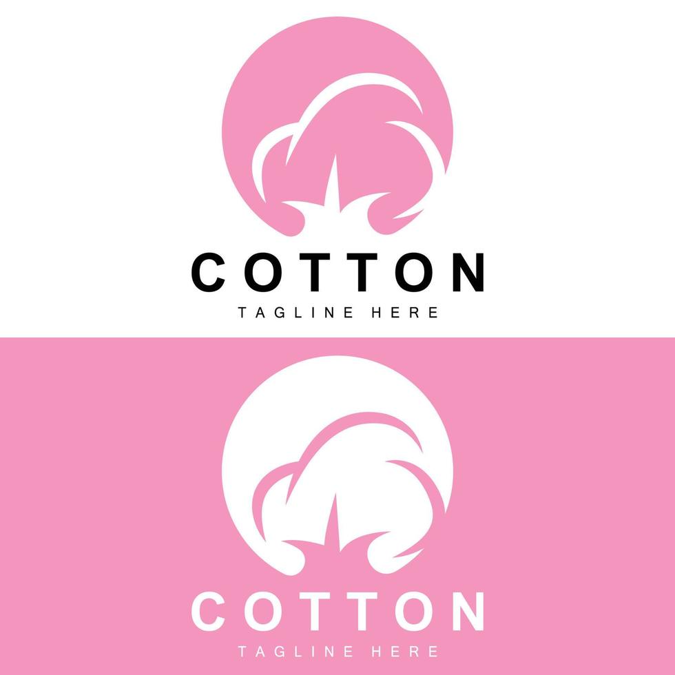 Cotton Logo, Soft Cotton Flower Design Vector Natural Organic Plants Apparel Materials And Beauty Textiles