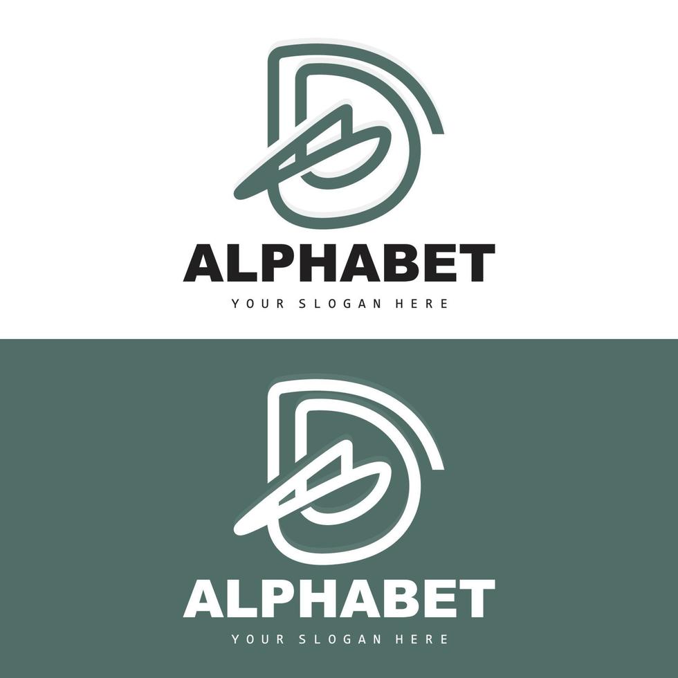 D Letter Logo, Simple Alphabet Design, Modern Minimalist Font Vector