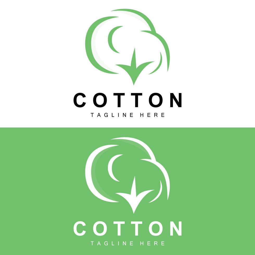 Cotton Logo, Soft Cotton Flower Design Vector Natural Organic Plants Apparel Materials And Beauty Textiles