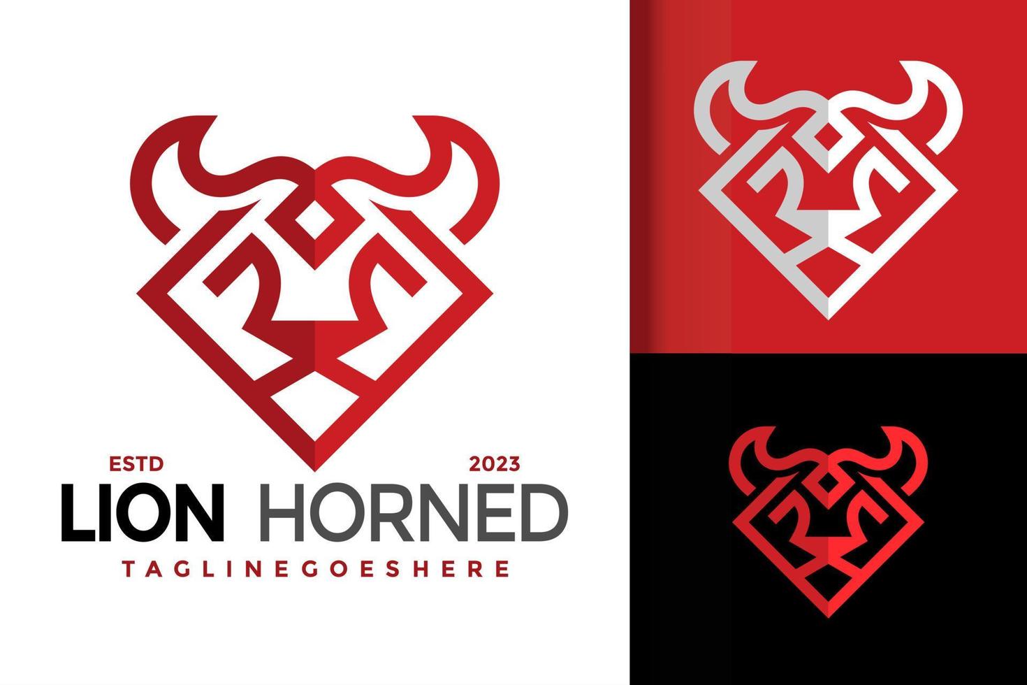 Lion Horned Logo Logos Design Element Stock Vector Illustration Template