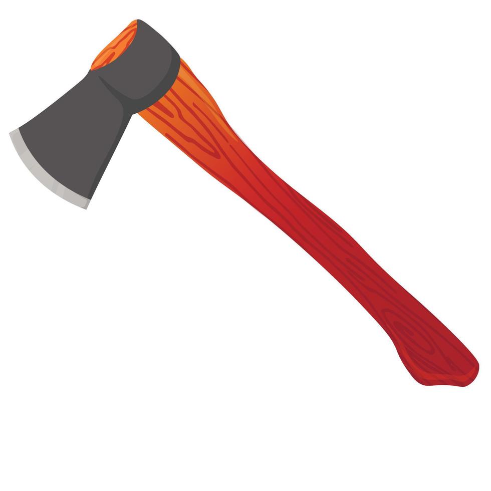 Axe vector illustration. A woodcutter's tool. Isolated on a white background. Wooden handle and metal adze.