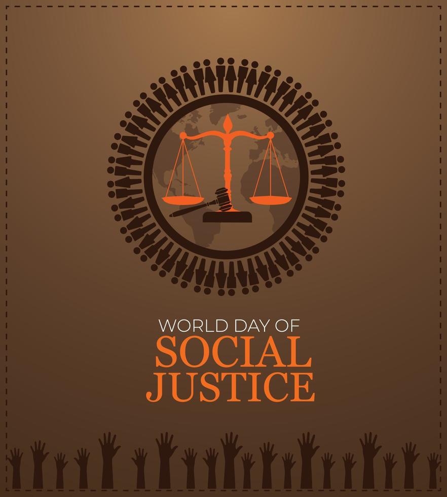 World Day of Social Justice. Template for background, banner, card, poster. vector illustration.