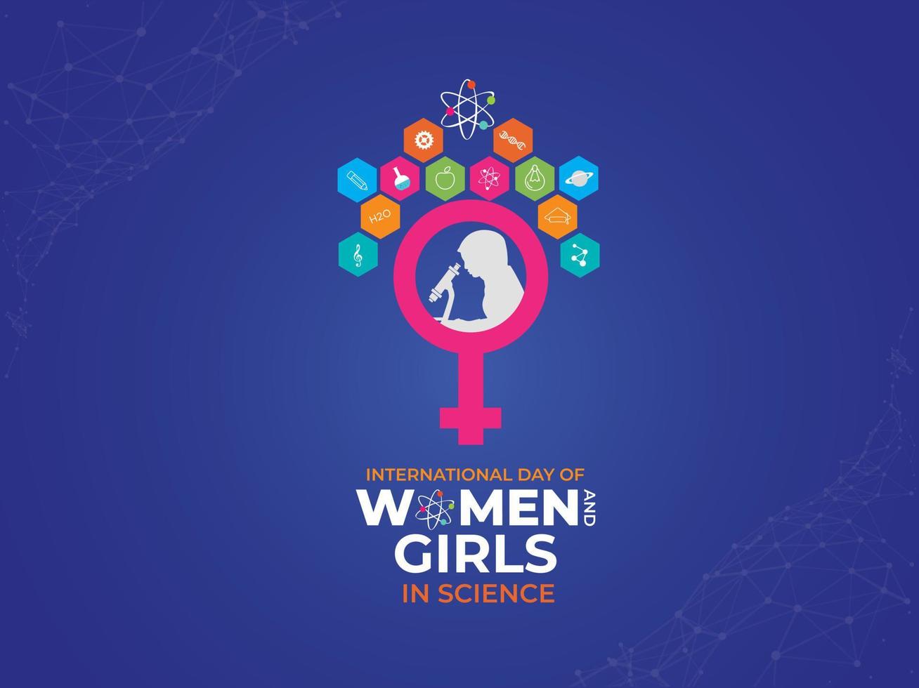 International Day of Women and Girls in Science. Science icon concept. Template for background, banner, card, poster. vector illustration.