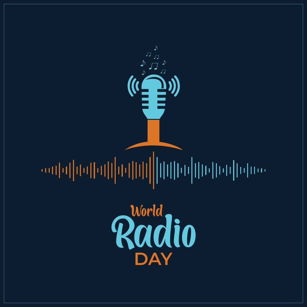 World Radio Day, February 13. Radio Day microphone concept. Template for background, banner, card, poster. vector illustration.